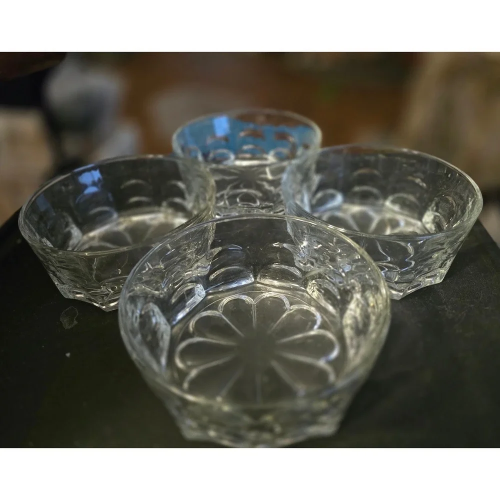 Duralex Verallia Glass Dish Set‎ of 4 Paneled Sides Spain 5